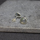 Simple gemstone everyday stud earrings, labradorite and sterling silver - Beyond Biasa