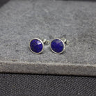 Simple gemstone everyday stud earrings, lapis lazuli and sterling silver - Beyond Biasa