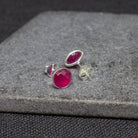 Simple gemstone everyday stud earrings, pink quartz and sterling silver - Beyond Biasa