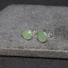 Simple gemstone everyday stud earrings, prehnite and sterling silver - Beyond Biasa