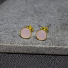 Simple gemstone everyday stud earrings, rose quartz and gold vermeil - Beyond Biasa