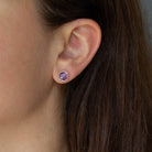 Simple gemstone everyday stud earrings, amethyst and sterling silver - Beyond Biasa