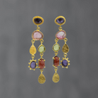 Abstract Multi Stone Gemstone Earrings in Gold Vermeil