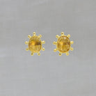 Citrine gemstone irregular organic stud earrings in an 18k gold vermeil dot work setting - Beyond Biasa 