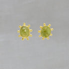 Peridot gemstone irregular organic stud earrings in an 18k gold vermeil dot work setting - Beyond Biasa 