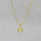 Peridot gemstone irregular pendant necklace in 18k gold vermeil with studded gold snake chain - Beyond Biasa