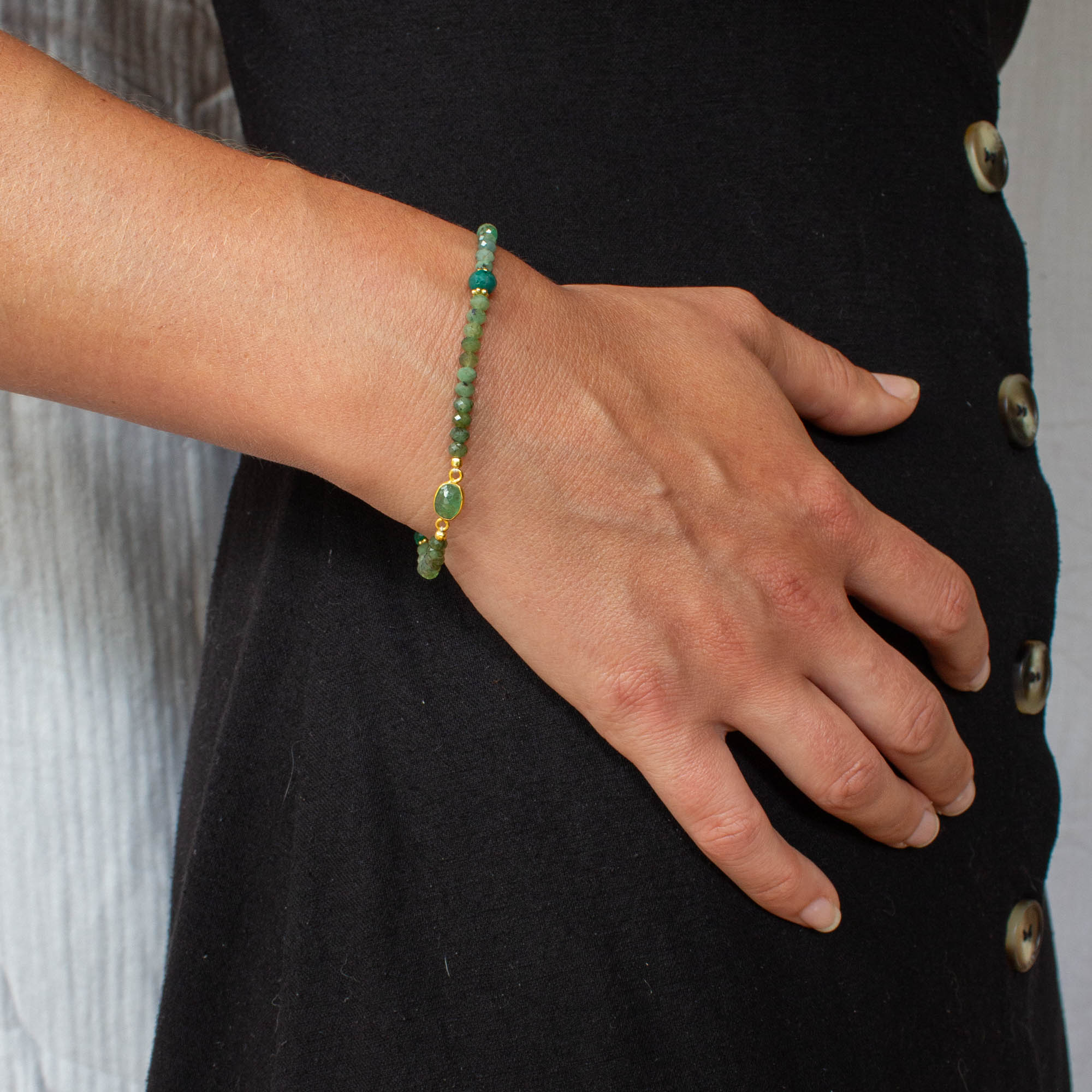 Marilyn Bracelet in Silver with Emerald Quartz | Memara Jewellery