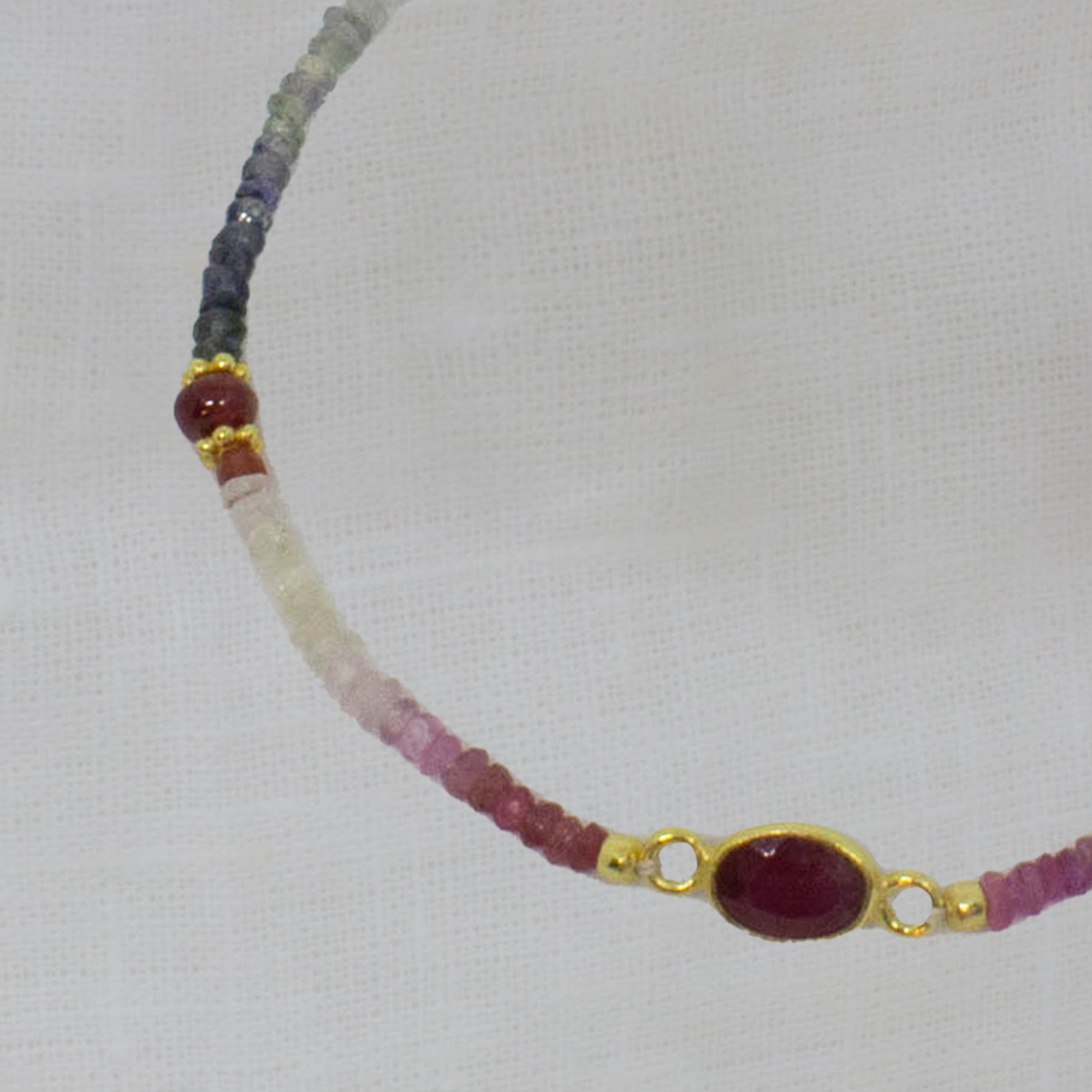 Sapphire, Ruby and Gold Beaded Bracelet