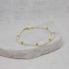 White freshwater pearl beaded bracelet with 18k gold vermeil beads - June Birthstone Jewellery | Beyond Biasa 