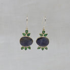 Blue Sapphire and Green Emerald Pomegranate Earrings in Sterling Silver - Beyond Biasa 