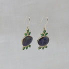 Blue Sapphire and Green Emerald Pomegranate Earrings in Sterling Silver - Beyond Biasa 