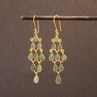 Carved Emerald Gemstone Chandelier Earrings in 18k Gold Vermeil 