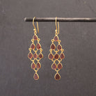 Carved Garnet Gemstone Chandelier Earrings in 18k Gold Vermeil