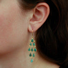 Carved Emerald Gemstone Chandelier Earrings in 18k Gold Vermeil 