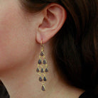 Carved Iolite Gemstone Chandelier Earrings in 18k Gold Vermeil 