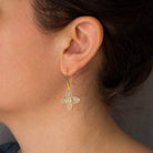 Carved aquamarine gemstone flower earrings in 18k gold vermeil - Beyond Biasa