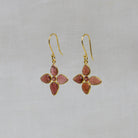 Carved garnet gemstone flower earrings in 18k gold vermeil - Beyond Biasa