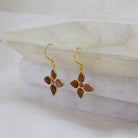 Carved garnet gemstone flower earrings in 18k gold vermeil - Beyond Biasa