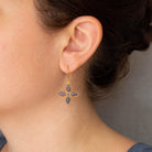 Carved iolite gemstone flower earrings in 18k gold vermeil - Beyond Biasa