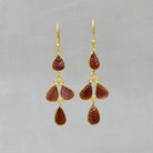 Multi stone chandelier earrings with carved garnet gemstones and 18k gold vermeil hook earrings - Beyond Biasa 