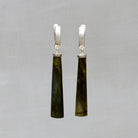 Long polished cabochon labradorite gemstone earrings with sterling silver french hook omega clasp - Beyond Biasa 