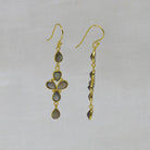 Long multi gemstone dangle earrings handmade in 18k gold vermeil and labradorite - Beyond Biasa