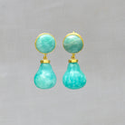 Amazonite and gold vermeil gemstone earrings, with a round stud fitting and drop below