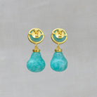 Amazonite and gold vermeil gemstone earrings, with a round stud fitting and drop below