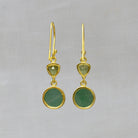 Aventurine and peridot gemstone drop earrings in gold vermeil with hook fittings