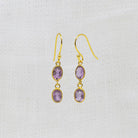 Gold vermeil amethyst double drop earrings