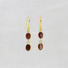 Gold vermeil garnet double drop earrings