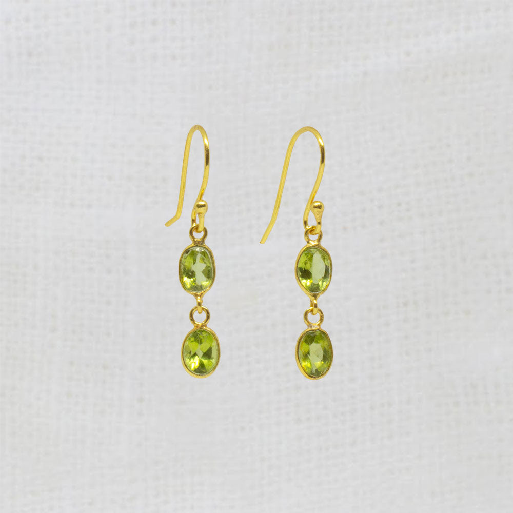 Gold vermeil peridot double drop earrings