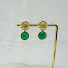 Green onyx and Sunflower gold vermeil earrings - Beyond Biasa 