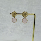 Rose Quartz and Sunflower gold vermeil earrings - Beyond Biasa 