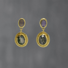 Moss Agate and Labradorite Textured Gold Drops