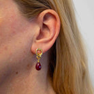 Reb ruby and gold vermeil open circle gemstone earrings - Beyond Biasa