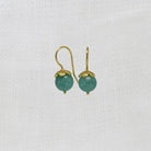 Round amazonite gemstone earrings with gold vermeil hooks and flower cap | Beyond Biasa