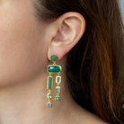 Green Onyx and Aventurine Chandelier Statement Earrings