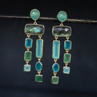 Aqua Chalcedony and Labradorite Chandelier Earrings - Beyond Biasa