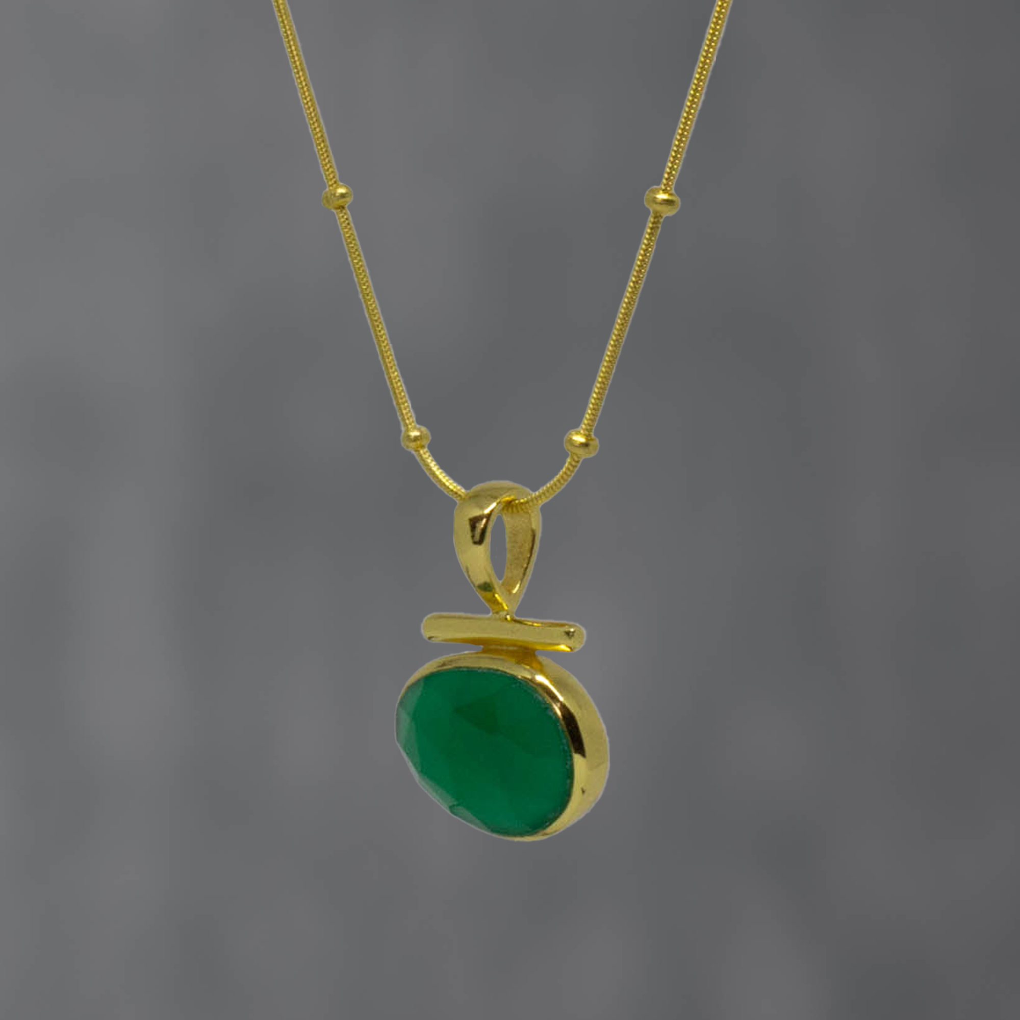 Gemstone and Gold Bar Pendant Necklace - Beyond Biasa