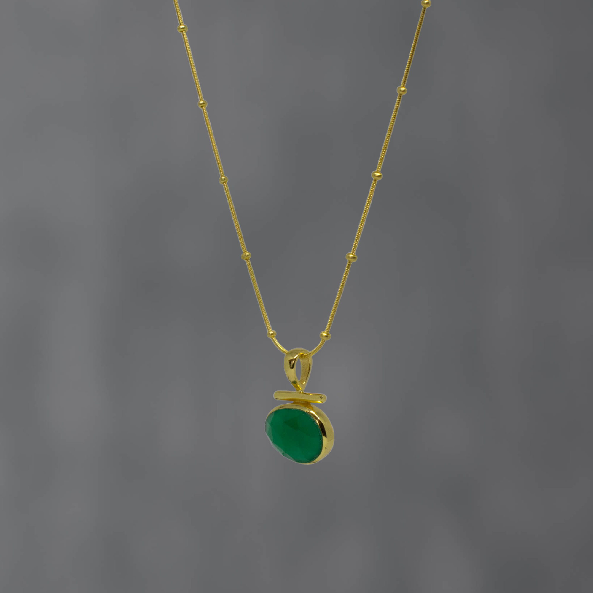 Gemstone and Gold Bar Pendant Necklace - Beyond Biasa