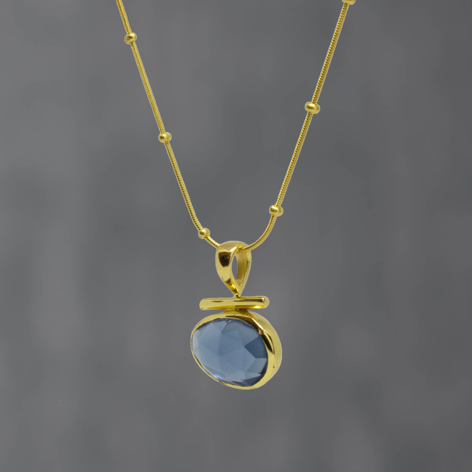 Gemstone and Gold Bar Pendant Necklace - Beyond Biasa