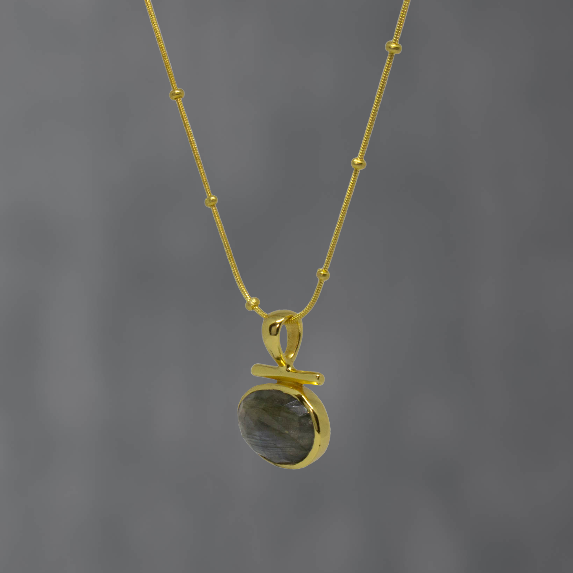 Gemstone and Gold Bar Pendant Necklace - Beyond Biasa