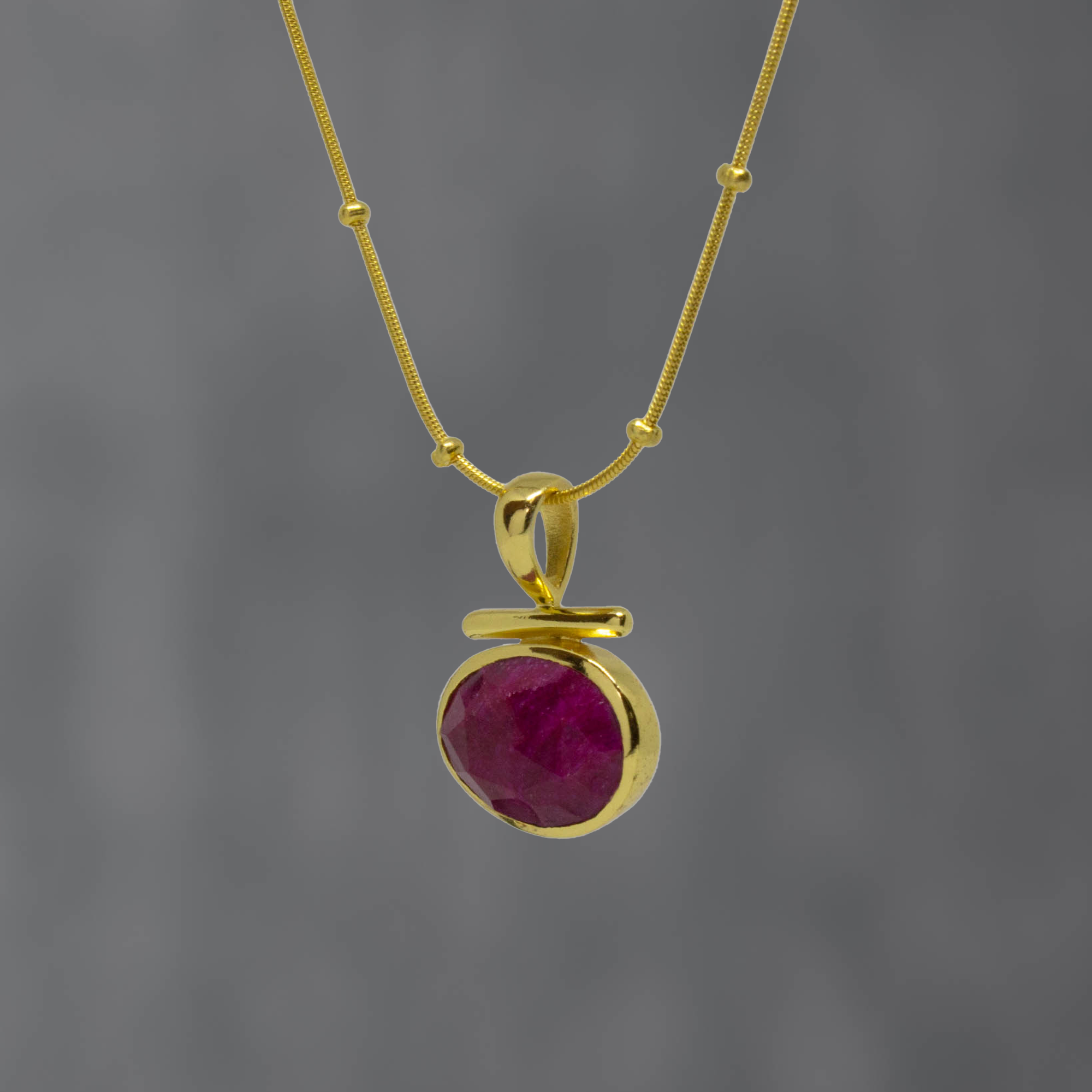 Gemstone and Gold Bar Pendant Necklace - Beyond Biasa