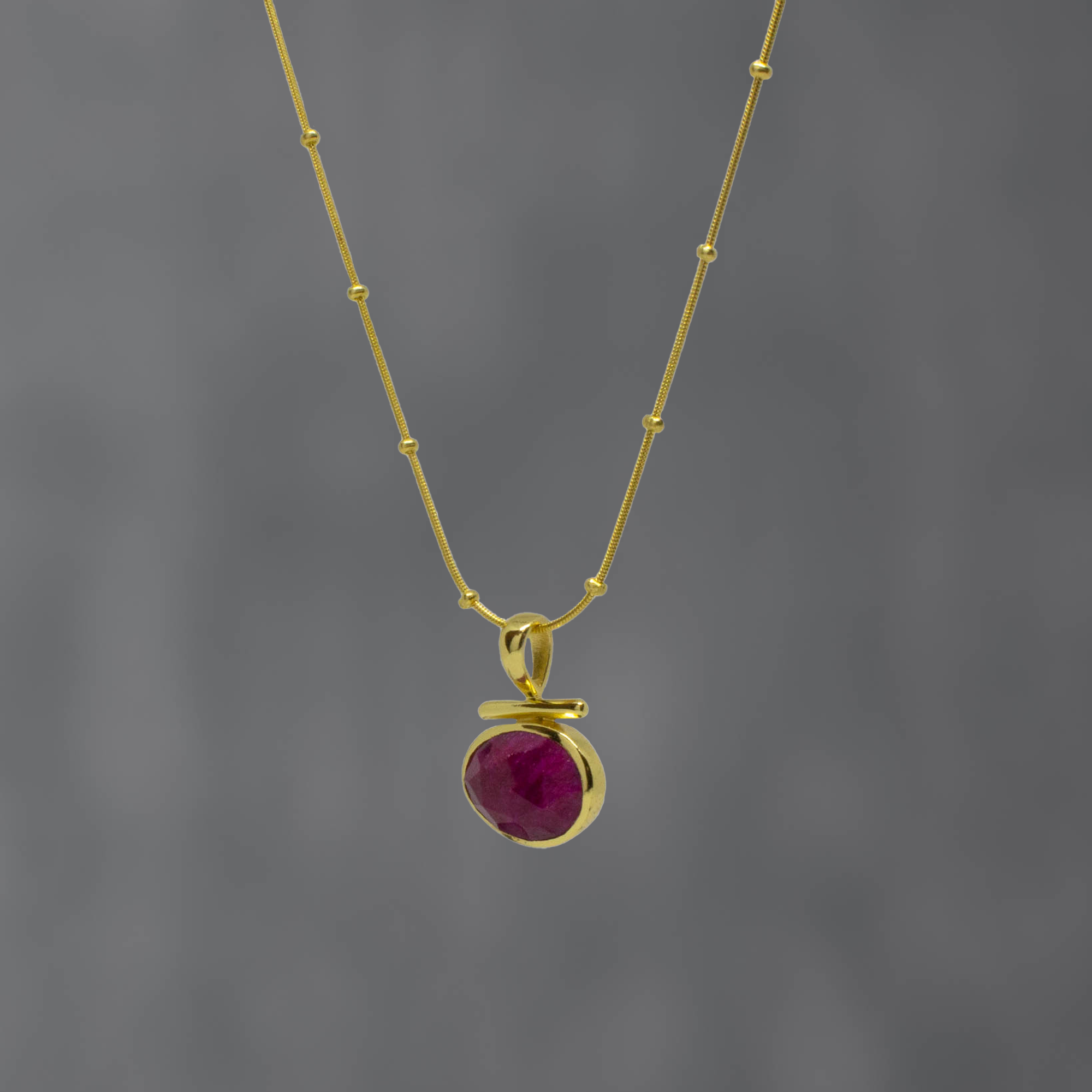 Gemstone and Gold Bar Pendant Necklace - Beyond Biasa