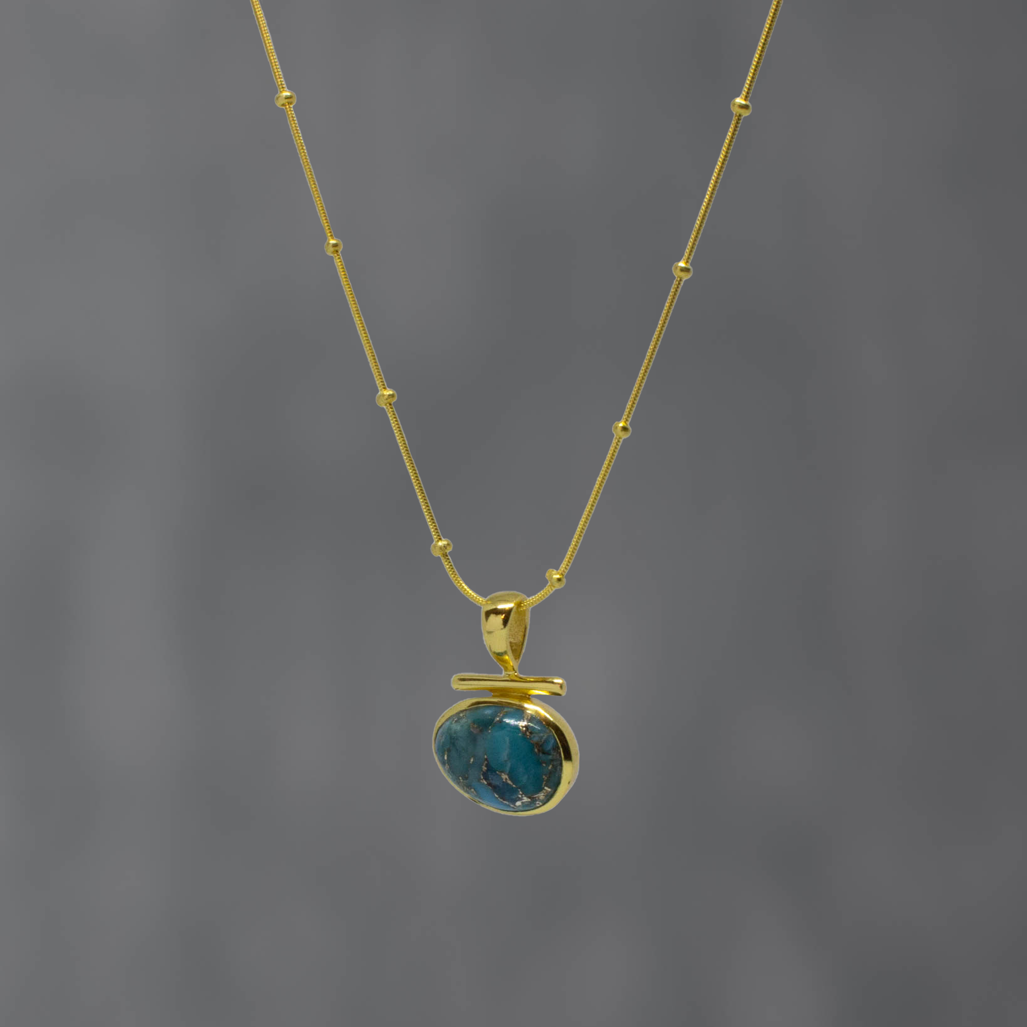 Gemstone and Gold Bar Pendant Necklace - Beyond Biasa