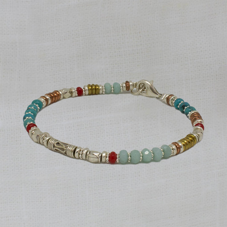 Stormie Art Turquoise Amozonite Hand Beaded Bracelet
