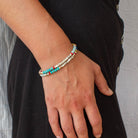 Turquoise, Amazonite and Coral Mixed Metals Bracelet - Beyond Biasa