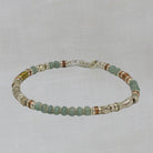 Beaded bracelet with amazonite gemstone, silver, copper and brass