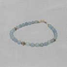 Blue chalcedony gemstone beaded stacking bracelet in sterling silver - Beyond Biasa